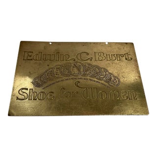 1880s Brass Plaque Advertising Edwin Burt Shoes For Sale