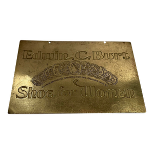 1880s Brass Plaque Advertising Edwin Burt Shoes