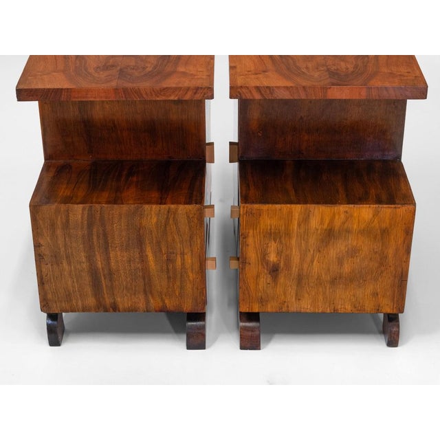 Brown Art Deco Walnut Bedside Cabinets, 1930s, Set of 2 For Sale - Image 8 of 18
