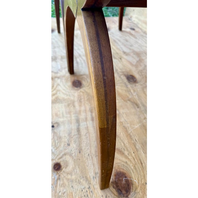 Mid 20th Century Saber Leg X Leg Mid Century Modern Burl Wood Designer Arm Desk and Occasional Side Chair For Sale - Image 10 of 10