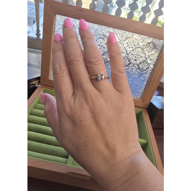 Victorian Antique 18k Gold and Platinum 1.10 Carat Old Mine Cushion Diamond Solitaire Ring, Size 7 For Sale - Image 3 of 6