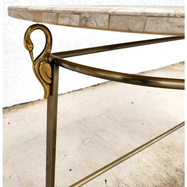 Regency Console Table Brass Swans Inlaid Onyx For Sale In Miami - Image 6 of 8