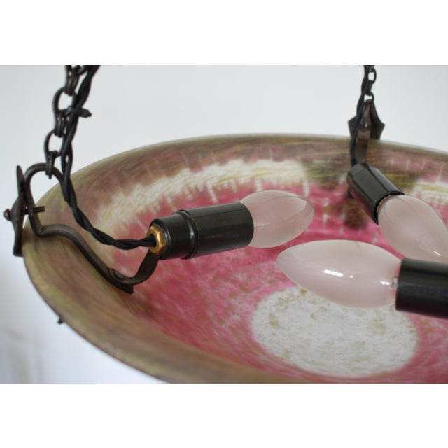 French Art Deco Pendant Light by Le Verre Francais Schneider 1920s France For Sale - Image 11 of 14