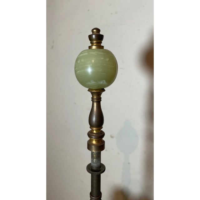 Antique English Ornate Victorian Green Onyx Gilt Bronze Figural Urn Table Lamp For Sale - Image 9 of 15