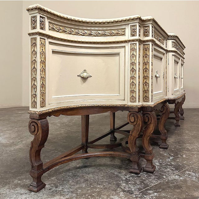 Ecru Grand Antique Italian Neoclassical ~ Baroque Painted Console ~ Buffet For Sale - Image 8 of 12