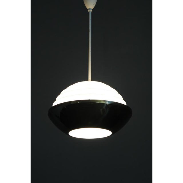 Vintage Brass Pendant Light with Opaline Glass Diffuser, 1950s For Sale - Image 15 of 16