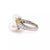 Contemporary Mikimoto Diamond Akoya Pearls Platinum 18k Yellow Gold Bypass Ring, Size 5 For Sale - Image 3 of 5