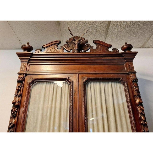 Renaissance Style Hunting Lodge 2-Body Buffet in Carved Walnut For Sale - Image 4 of 9