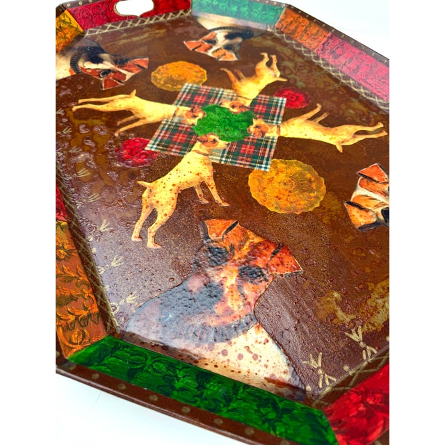 Decoupage Jack Russell Terrier Dog Tray by Holly Lueders for Henri Bendel 1997 For Sale - Image 13 of 16