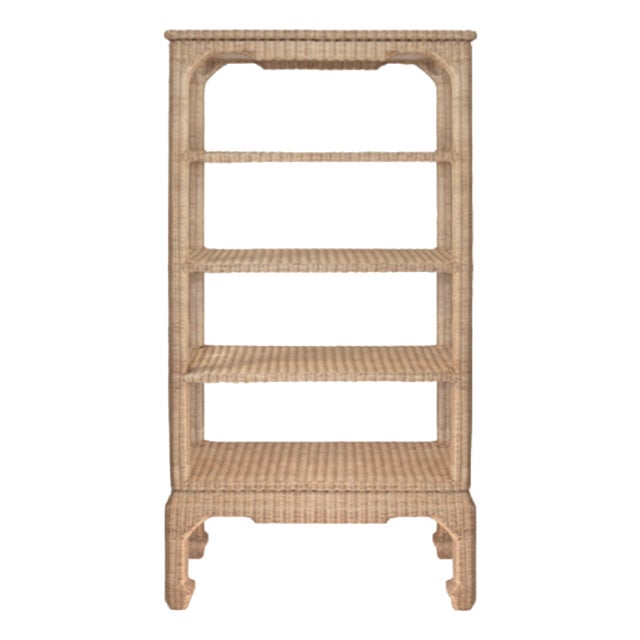 Matthew Izzo Home Cavalier Ming Style Five Shelf Etagere in Woven Rattan For Sale