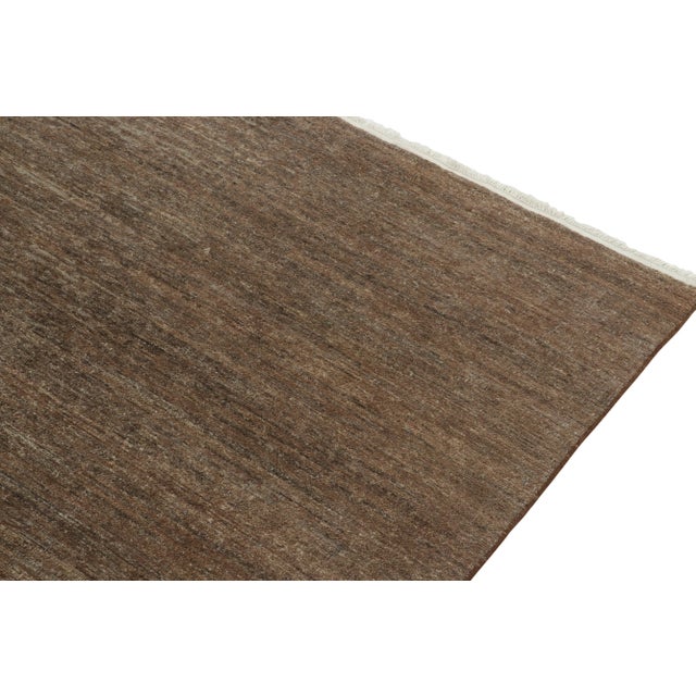 2010s Rug & Kilim’s Contemporary Textural Rug in Brown, Simple Solid Striae For Sale - Image 5 of 8