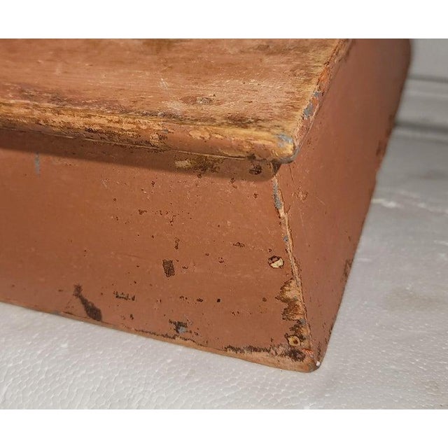 Wood 19Thc Original Salmon Painted Cutlery ( Knife Box ) For Sale - Image 7 of 8