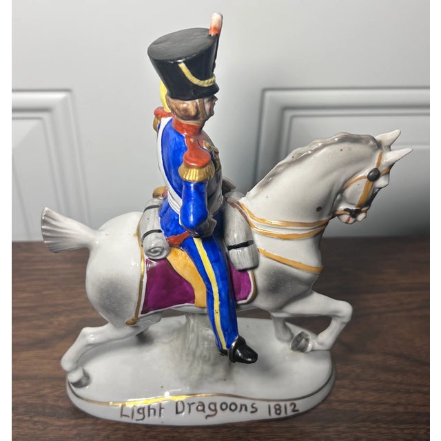 1918-1920 German Sitzendorf Porcelain Light Dragoons 1812 Military Officer on Horseback Figurine For Sale In New Orleans - Image 6 of 7
