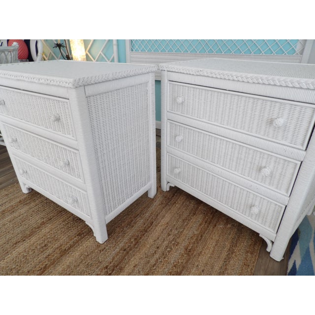 Henry Link For Lexington Furniture Three Drawer Wicker Chestsa Pair