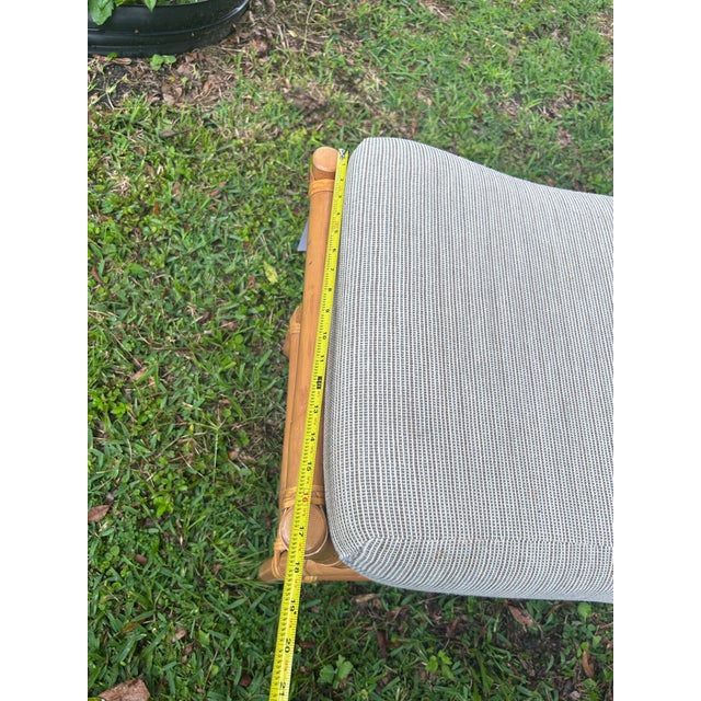 1980s 1 Vintage Rattan Ottoman With Zippered Cushions For Sale - Image 5 of 10
