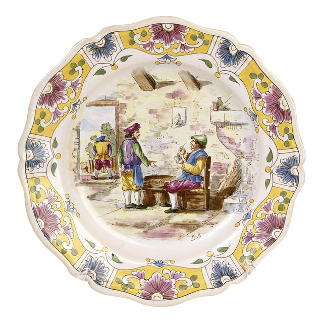 19th C. Lille Faience Country Kitchen Plate, France For Sale