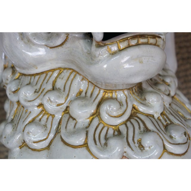 Vintage Chinese Chinoiserie Foo Dogs Fu Guardian Lion Statues 23" For Sale - Image 14 of 16