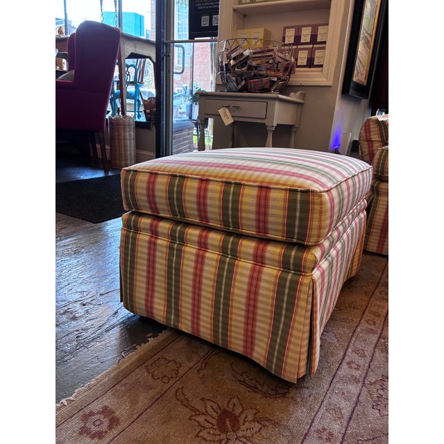 Traditional 1990s Rolling Plaid Ottoman by Jessica Charles For Sale - Image 3 of 6
