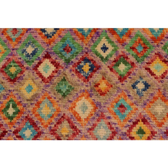 1990s Contemporary Balochi Purple/Rust Wool Rug - 3'5''x4'11'' For Sale - Image 5 of 11