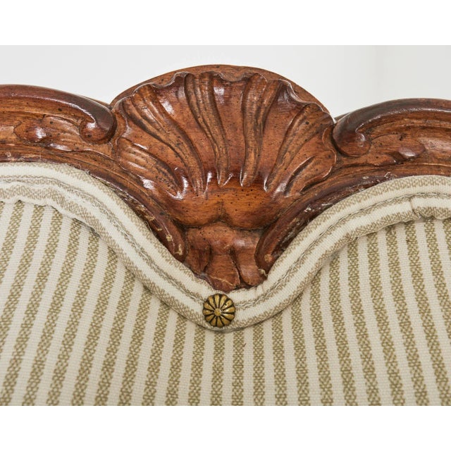 Wood Pair of Country French Provincial Walnut Carved Armchairs For Sale - Image 7 of 13