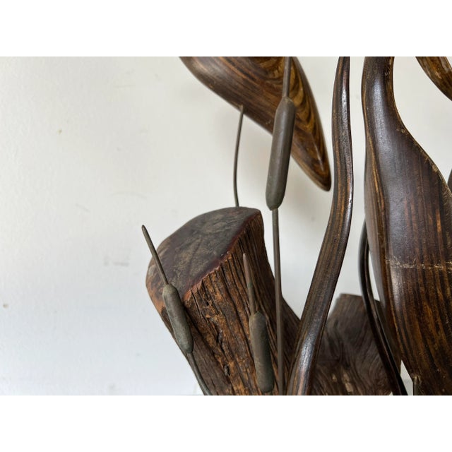 Vintage Carved Wood Heron Bird Sculpture For Sale - Image 11 of 13