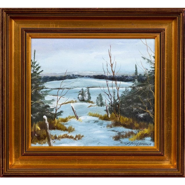 Beautiful set of 4 petit paintings of the four seasons. Very good painted and mounted on a gold frame. By unknown Danish...