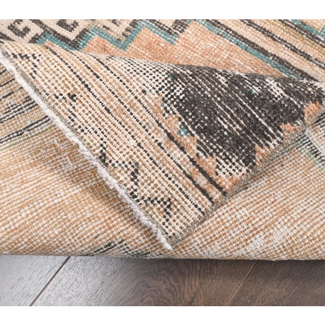 Orange Vintage Orange Turkish Hand-Knotted Runner For Sale - Image 8 of 9