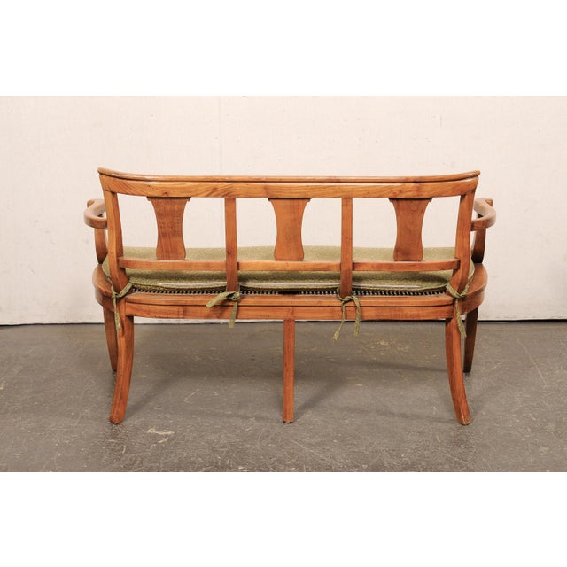 Wood Italian 3-Chair Back Sofa Bench W/Cane Seat For Sale - Image 7 of 11