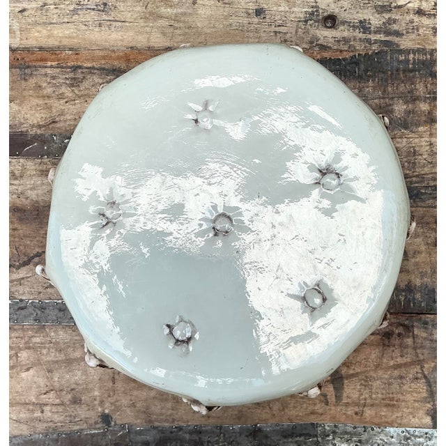 Late 20th Century Vintage Glazed Ceramic Swag Pedestal For Sale - Image 5 of 12