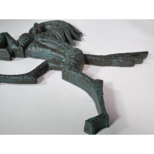 Futuristic bronze wall sculpture of a horse from the 1960s. Relief-style design for wall mounting. Width 57 cm, Depth 6...