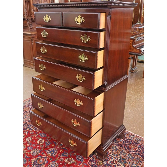 1980s 1980s Kindel Furniture Mahogany Dresser Tall Chest High Chest For Sale - Image 5 of 10