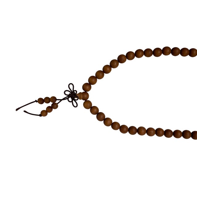 Long Oriental Brown Sandalwood Beads Hand Rosary Praying Chain For Sale - Image 4 of 7