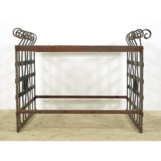 Antique Wrought Iron Box Shaped Fireplace Box For Sale - Image 4 of 7