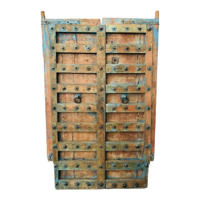 Vintage 1940s Indian Teak Wood Door For Sale