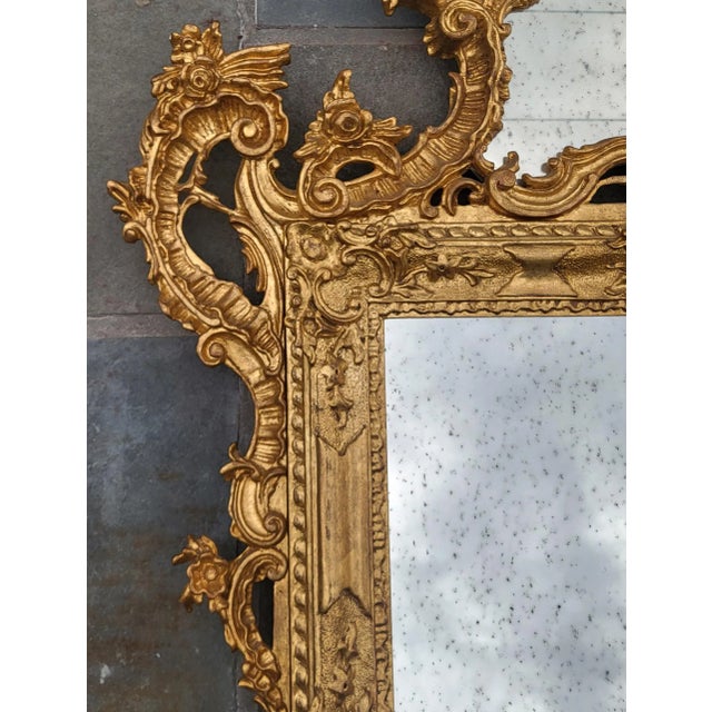 Palatial Antique Italian French Rococo Style Gilt Carved Mirror For Sale In New York - Image 6 of 13