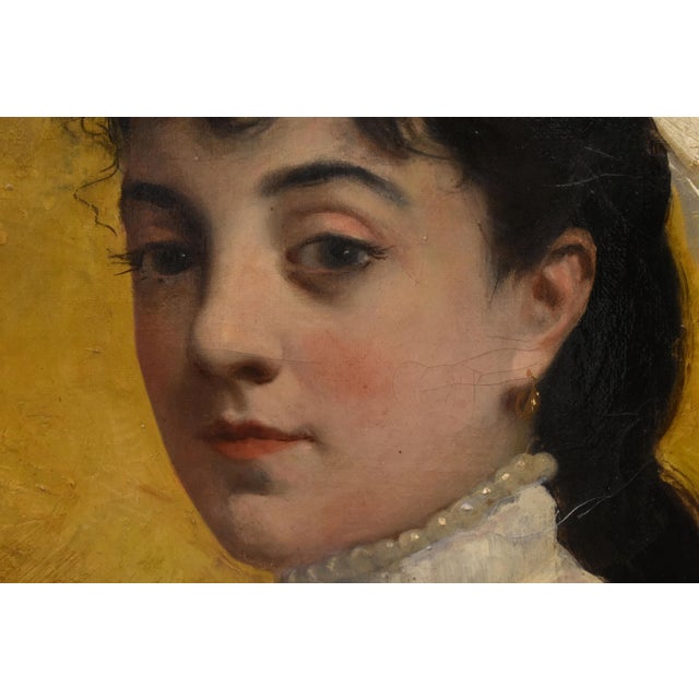 Alexandre Serres, Young Woman, 1888, Oil Painting on Canvas, Framed For Sale - Image 4 of 11