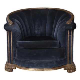 Antique 1930's French Art Deco Club Chair For Sale