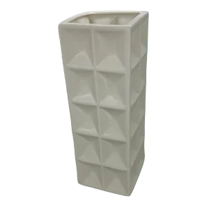 Nate Berkus Contemporary White Ceramic Square Geo Vase