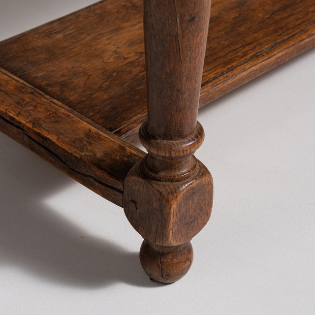1970-1979 France Weathered Honey Oak Oak Trestle Bench Table For Sale - Image 11 of 11