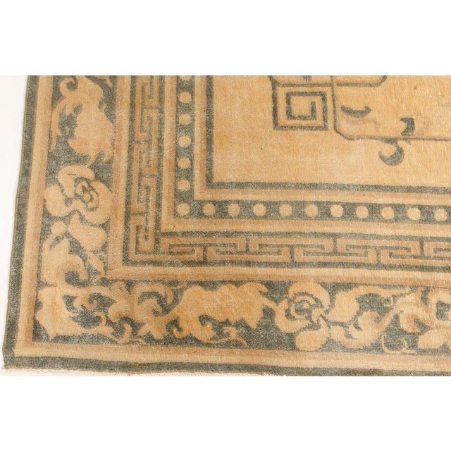 Textile High-quality 1930s Indian Golden Yellow Handmade Wool Rug For Sale - Image 7 of 8