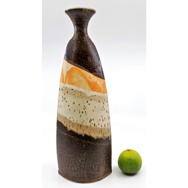Vintage 1970s Organic Mid-Century Modern Studio Art Pottery Ceramic Vase, Signed For Sale - Image 12 of 13