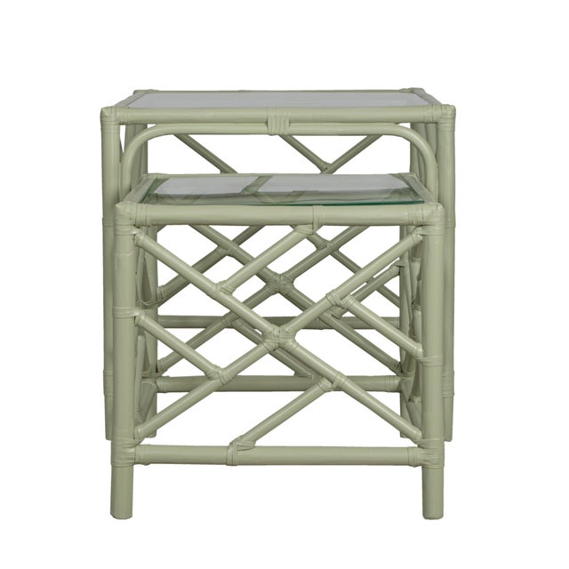 Not Yet Made - Made To Order Chippendale Nesting Tables - Celery green For Sale - Image 5 of 8