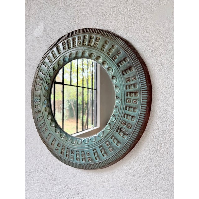 Vintage Italian Ceramic Art Mirror, 1990s For Sale - Image 4 of 18
