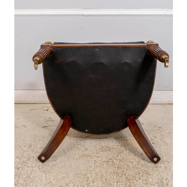 1980s Maitland Smith Set of 4 Empire Style Barrel Back Leather Club Chairs For Sale - Image 18 of 18