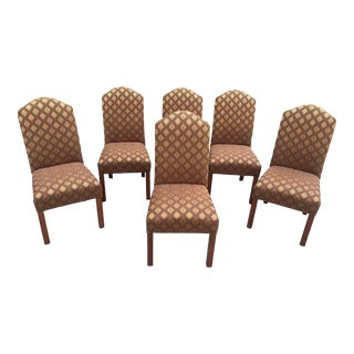 Parsons Diamond Pattern Upholstered Dining Chairs in Golden Autumn- Set of 6 For Sale