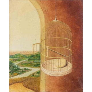Egg in the Cage, 1983, Oil Painting on Canvas For Sale