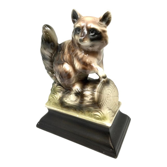Antique Bisque Porcelain Raccoon Figurine For Sale