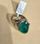 Modern 18 Carat Huge Emerald Cabochon 14 Karat White Gold Cocktail Ring Vintage Unisex For Sale - Image 3 of 8