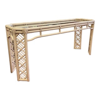1970s Palm Beach Regency Bamboo Console Table For Sale