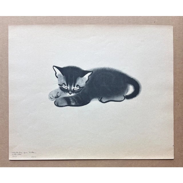 Up for sale is this vintage print from a 1943 collection by acclaimed illustrator Clare Turlay Newberry. It is matted in a...